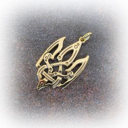Ukraine brass trident pendant,Vintage Brass trident,Die Struck Brass tryzub Pendant,tryzub Drop,ukrainian emblem tryzub