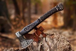 Timeless Craftsmanship: Custom Handmade Viking Axe - Carbon Steel Hatchet Valhalla Axe as a Gift for Him