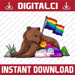 Bear Mom Free Hug LGBT Gay Transgender Pride Accepting LGBT Month PNG Sublimation Design