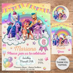 My Little Pony New Generation Birthday invitations, My Little Pony New Generation invitation