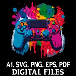 Grafiti  Game Multicolor Controller Digital file SVG,Png,Ai,EPS,PDF files Sublimation Digital File