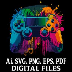 Grafiti  Game Multicolor Controller Digital file SVG,Png,Ai,EPS,PDF files Sublimation Digital File