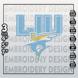 LIU Sharks Embroidery Designs, NCAA Logo Embroidery Files, NCAA Sharks, Machine Embroidery Pattern
