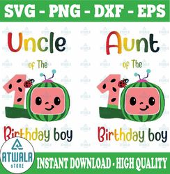 Cocomelon Uncle and Aunt Of Birthday Boy svg, Coco Melon svg, Cocomelon Bundle svg, Cocomelon Birthday svg, Watermelon B