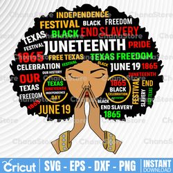 Juneteenth svg, Juneteenth Celebrating 1865 svg, Black Women Afro Hair Juneteenth Celebrate Independence Day v