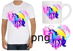 Sublimation of a beautiful unicorn on the background of a heart