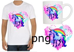 Sublimation of a beautiful unicorn on the background of a heart-1