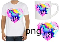 Sublimation of a beautiful unicorn on the background of a heart-2
