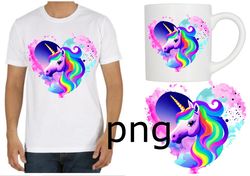 Sublimation of a beautiful unicorn on the background of a heart-3
