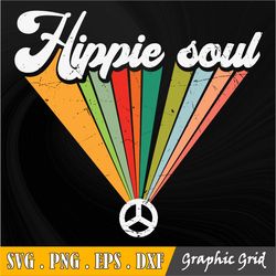 Hippie Soul Rainbow Design svg , Retro Design, Vintage Design,Hippie Png, Peace Design,Rainbow svg , Digital Download,Su
