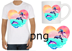 Sublimation of a beautiful dolphin on the background of the heart-3