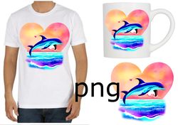 Sublimation of a beautiful dolphin on the background of the heart-5