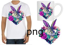 Sublimation of a beautiful rabbit on the background of the heart-1