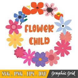 Flower Child svg, Hippie Svg, Design no svg, Retro hippie Flower printable