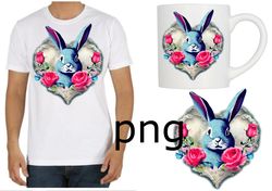 Sublimation of a beautiful rabbit on the background of the heart-10