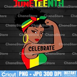 Black Women Messy Bun Celebrate Juneteenth Png, Juneteenth 1865, Freedom Day Png, Africa Png, Black Pride Png