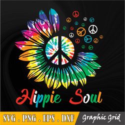 Hippie soul Svg cut file | Peace sign Svg | Sunflower SVG | Floral SVG | Rainbow Peace Sign Png Dxf for cricut