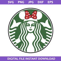 Minnie Bow Starbucks Coffee Logo Svg, Disney Coffee Svg, Starbucks Logo Svg, Png Jpg Dxf Eps File