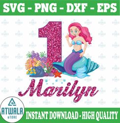 Personalized Name Mermaid Png, Mermaid Png, Mermaid Birthday Girl Png, Sea Beach Png Printable, Digital download