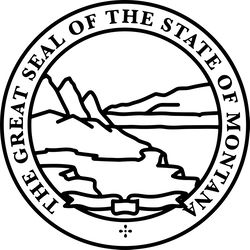 THE GREAT SEAL OF THE STATE OF MONTANA Black white vector outline or linewood, metal engraving, Cricut file, c