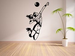 Volleyball Sticker, Game Of Volleyball, Girl With A Ball, Sports, Gym Sticker, Wall Sticker Vinyl Decal Mural Art Decor