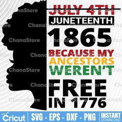 July 4th Juneteenth 1865 Because My Ancestors Svg, Freedom Day, Equality Rights, Africa, Black History,