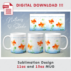 Aquarium Fish Sublimation Design - 11oz 15oz MUG - Digital Mug Wrap