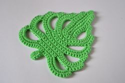 Monstera leaf coasters Crochet patterns
