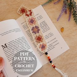 Crochet bookmark pattern, crochet granny square, colorful crochet bookmark, gifts booklovers, granny square for beginner