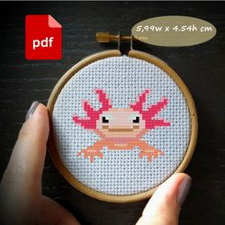 Cute for kids small axolotl cross stitch pattern kawaii fantasy design