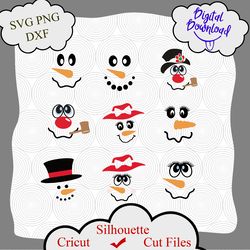 Snowman Svg bundle, Snowman face, Snowman png,  Snowman T Shirt Svg, Christmas Svg, Snowman Clip Art, SVG, DXF,Png, Jpg