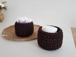 Mini bathroom storage basket organizer set Christmas gift box - cotton round basket set for makeup sponge and other litt