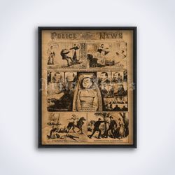 Jack the Ripper Mary Nicholls Police News magazine printable art print poster Digital Download
