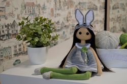 Crochet bunny doll amigurumi pattern, crochet doll with clothes Eng PDF
