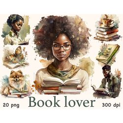 Bookworm Watercolor Graphics | Book Lover Clipart