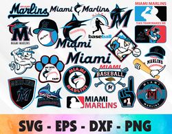 Miami Marlins bundle logo,MLB Team, Logo Basketball, svg, png, eps, dxf
