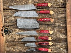 damascus chef set of 7 chef knife - kitchen chef knife set damascus knife
