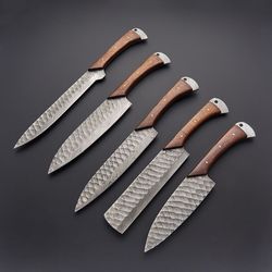 premium 5 pcs forged damascus steel kitchen knife set,chef knife set,forged blades,kitchen knife