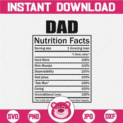 Dad Nutritional Facts Svg, Nutrition Fact Svg, Dad Life Clipart, Printable, Nutrition Label Svg, Father SVG