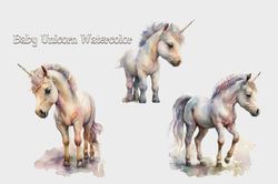Baby Unicorn Watercolor PNG Files, Animal Png, Baby Unicorn Png