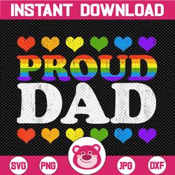 PROUD DAD Rainbow Dots Png/ Support LGBTQ Png/ Gay Lesbian Mom Dad Png