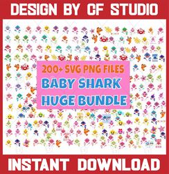 200 baby sharks bundle baby shark svg file,baby shark birthday svg, baby shark famliy svg, png shark's friends svg