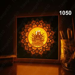 Buddha Paper cut light box template, shadow box, 3D papercut lightbox svg file DIY, cutting cricut