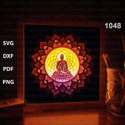Buddha Paper cut light box template, shadow box, 3D papercut lightbox svg file DIY, cutting cricut