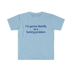 Funny Y2K LGBTQ TShirt - I'm Gonna Identify as a Fucking Problem 2000's Style Meme Tee - Gift Shirt