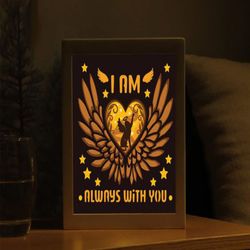 3D Angel Wings Memorial SVG Cut File, Always With You Shadow Box, Lightbox SVG