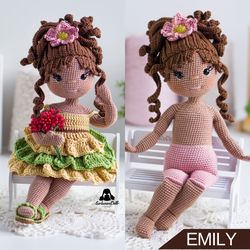 Crochet Doll Pattern Emily (PDF in English), crochet doll base pattern, amigurumi doll, instant download