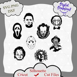 Horror Movie Characters svg, Horror movie killers svg, Horror Movie Villian svg, Halloween svg, Halloween bundle, Scary
