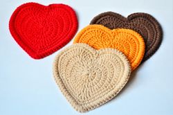 Heart coasters Crochet pattern Mug rug heart Table decor