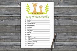 Safari Baby word scramble game card,Giraffe Baby shower games printable,Fun Baby Shower Activity,Instant Download-337